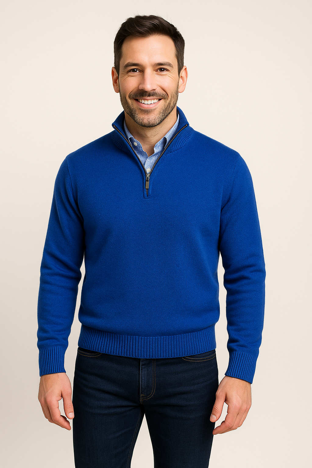 Quarter-Zip Pullover Sweater | Royal