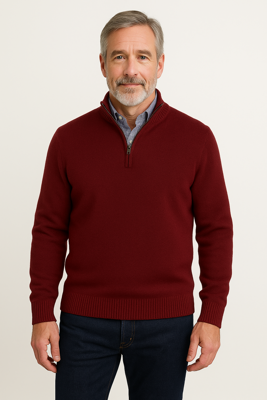 Quarter-Zip Pullover Sweater | Wine