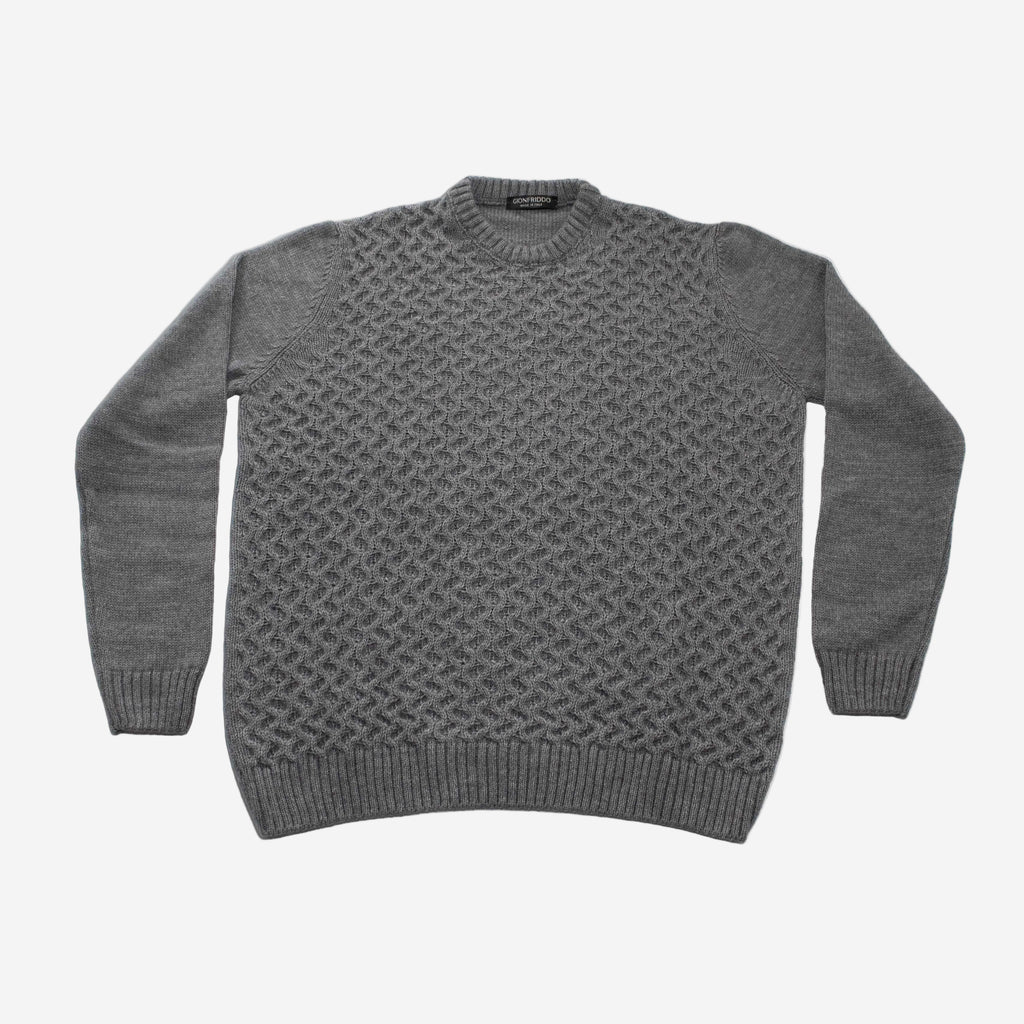 Crew Neck Cable Knit Sweater | Med Grey