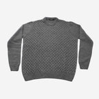 Crew Neck Cable Knit Sweater | Med Grey