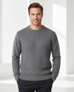 Crew Neck Cable Knit Sweater | Med Grey