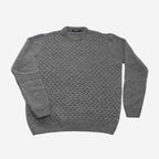 Crew Neck Cable Knit Sweater | Med Grey