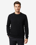 Crew Neck Cable Knit Sweater | Navy