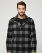 Midnight Burgundy Buffalo Check Wool Coat