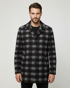 Midnight Burgundy Buffalo Check Wool Coat
