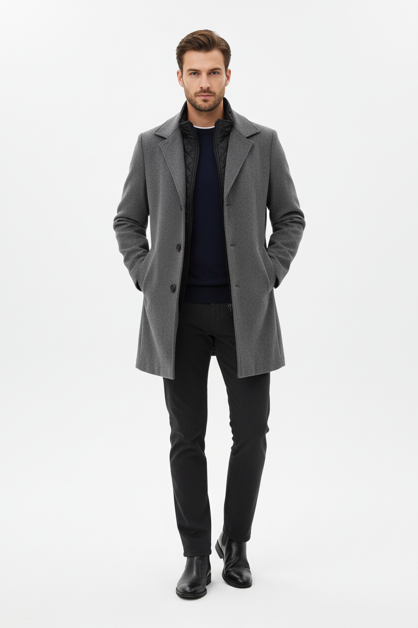 Metropolitan Dual-Layer Wool Car Coat | Grey