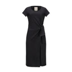 Organic Knit Tie Midi Dress | Black