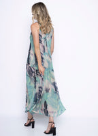 Picadilly Sleeveless Pleated Long Dress