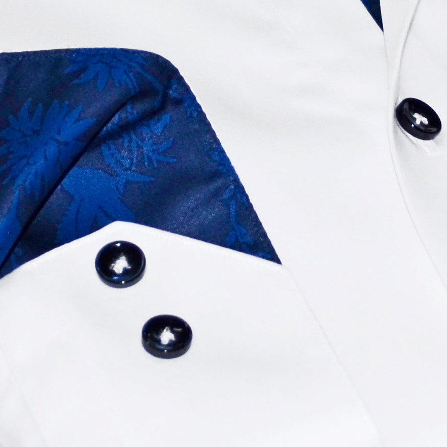 Gabe Button-Up Shirt with Contrast Details White | Contemporary Fit (Regular)