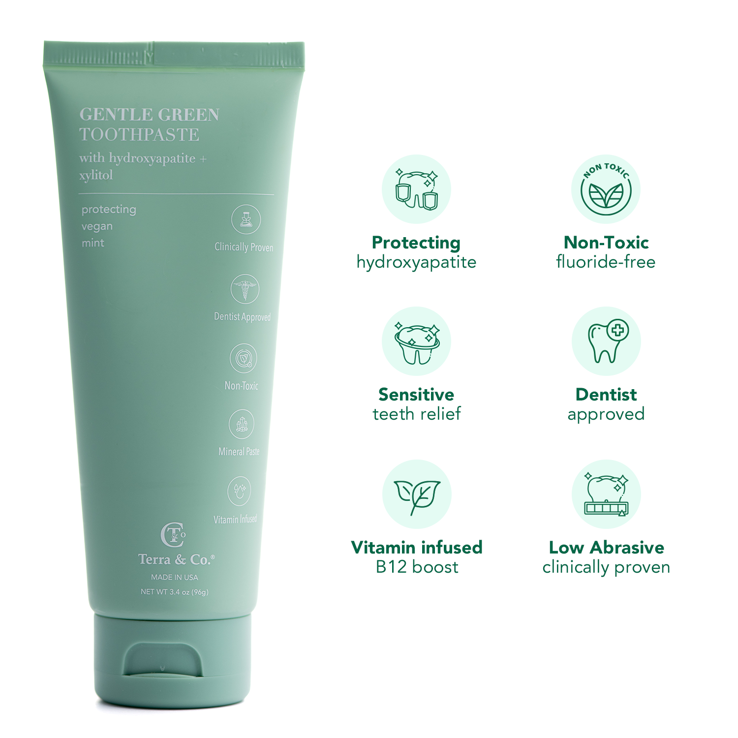 Gentle Green™ Sensitive Toothpaste with Hydroxyapatite & B12