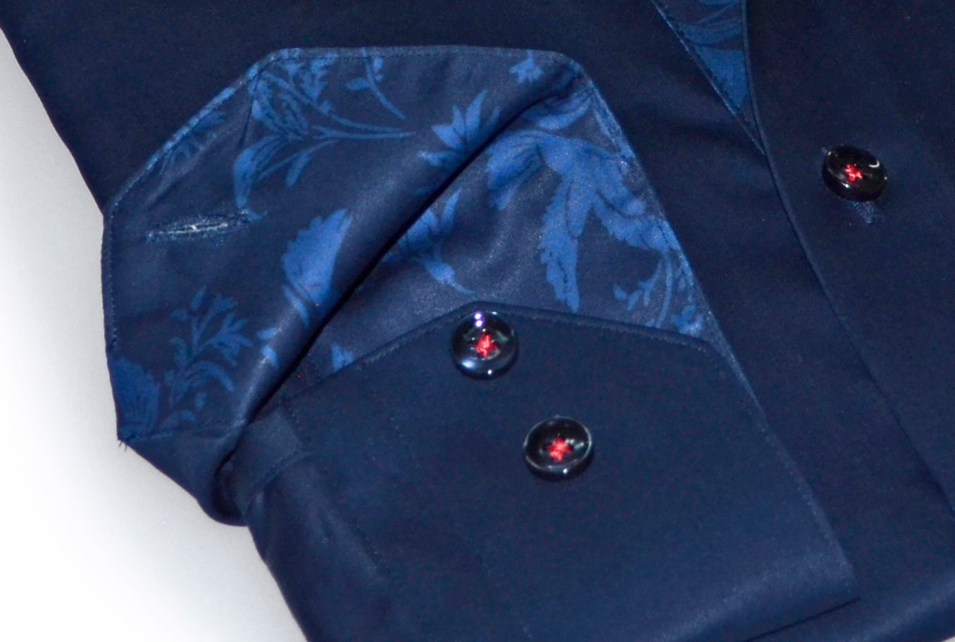 Geo Button-Up Shirt with Contrast Details on Navy | Contemporary Fit