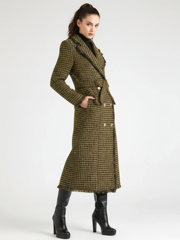 Golden Plaid Trench Coat | Upper East Side BYMANYC ® New York