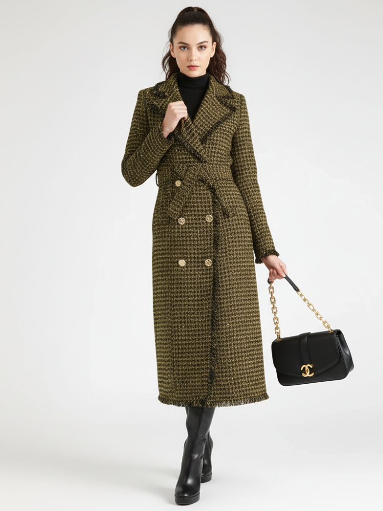 Golden Plaid Trench Coat | Upper East Side BYMANYC ® New York