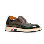 Green & Brown Brogues with Thick Heel