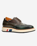 Green & Brown Brogues with Thick Heel