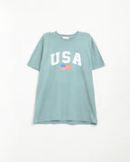 Green Loose Long T-Shirt with USA Logo
