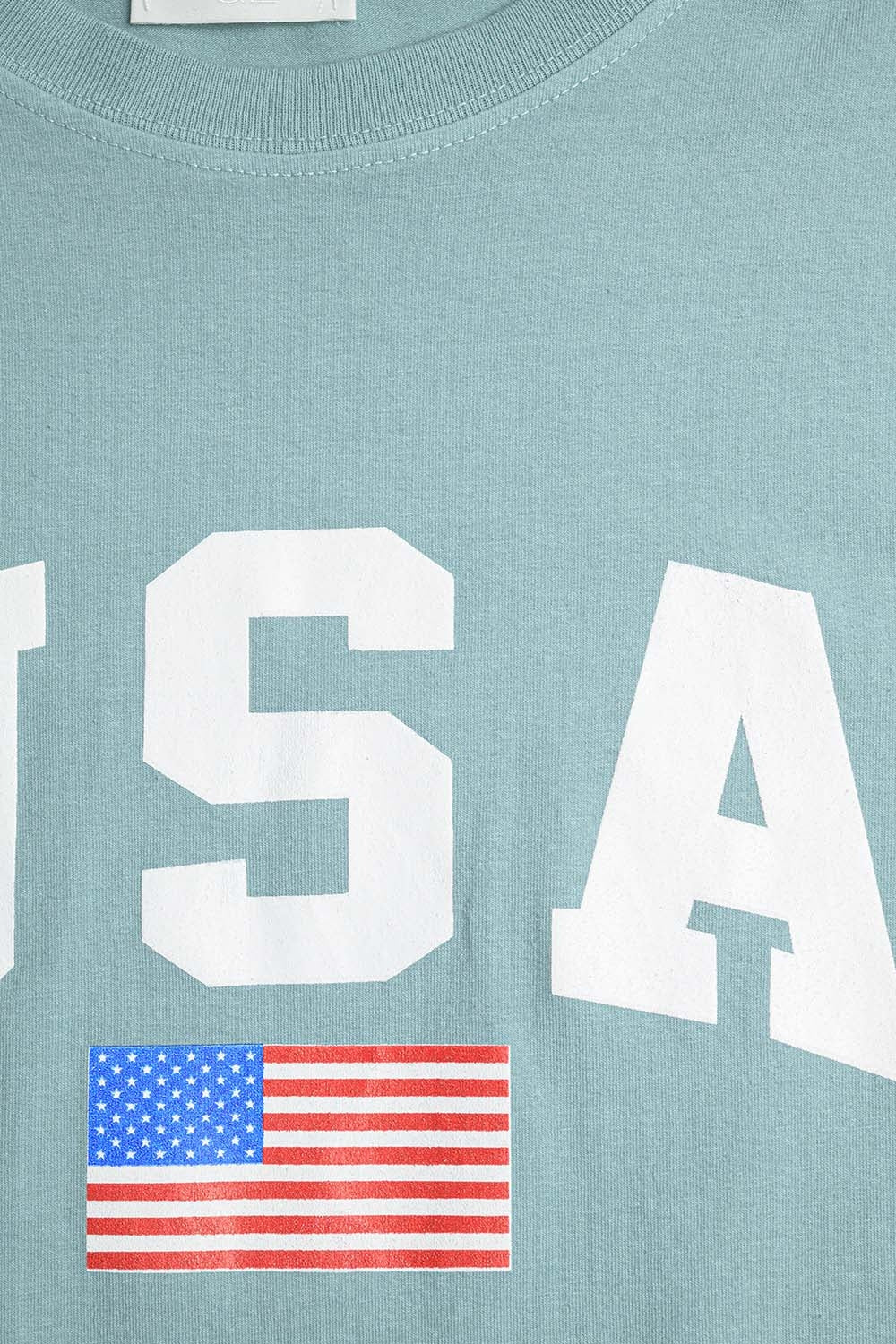 Green Loose Long T-Shirt with USA Logo