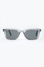 Grey Square Sunglasses with Black Gradient Lenses and Metal Side Detail