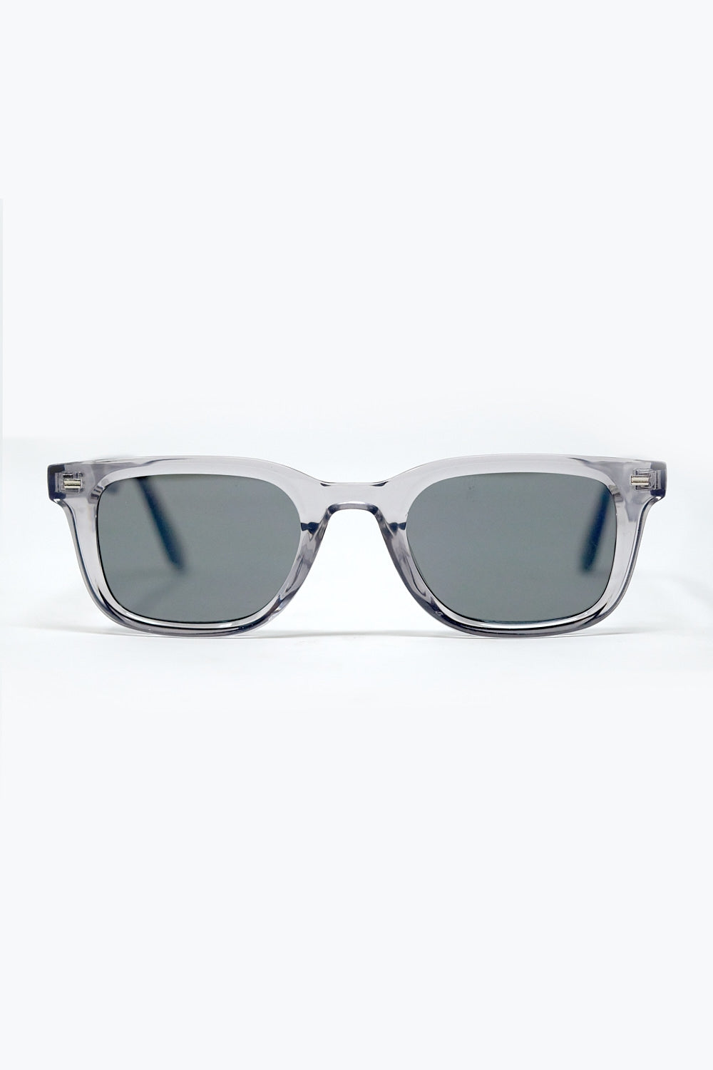 Grey Square Sunglasses with Black Gradient Lenses and Metal Side Detail