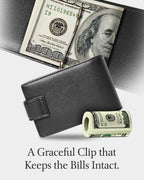 Bifold Wallet with Removable Money Clip Snap Closure