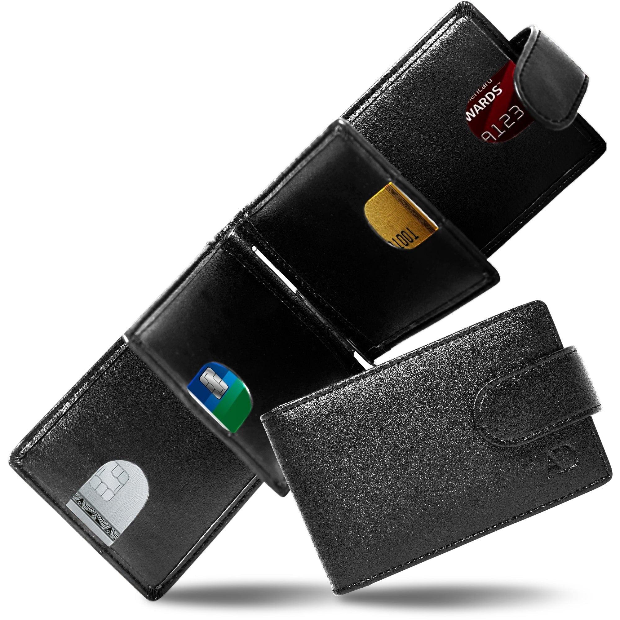 Bifold Wallet with Removable Money Clip Snap Closure