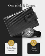Bifold Wallet with Removable Money Clip Snap Closure