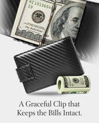 Bifold Wallet with Removable Money Clip Snap Closure
