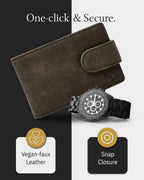 Bifold Wallet with Removable Money Clip Snap Closure