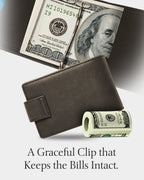 Bifold Wallet with Removable Money Clip Snap Closure