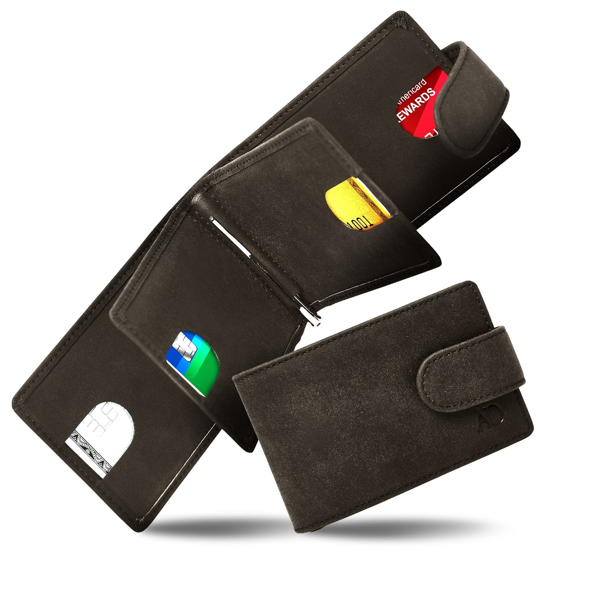 Bifold Wallet with Removable Money Clip Snap Closure