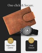 Bifold Wallet with Removable Money Clip Snap Closure