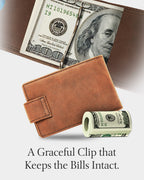 Bifold Wallet with Removable Money Clip Snap Closure