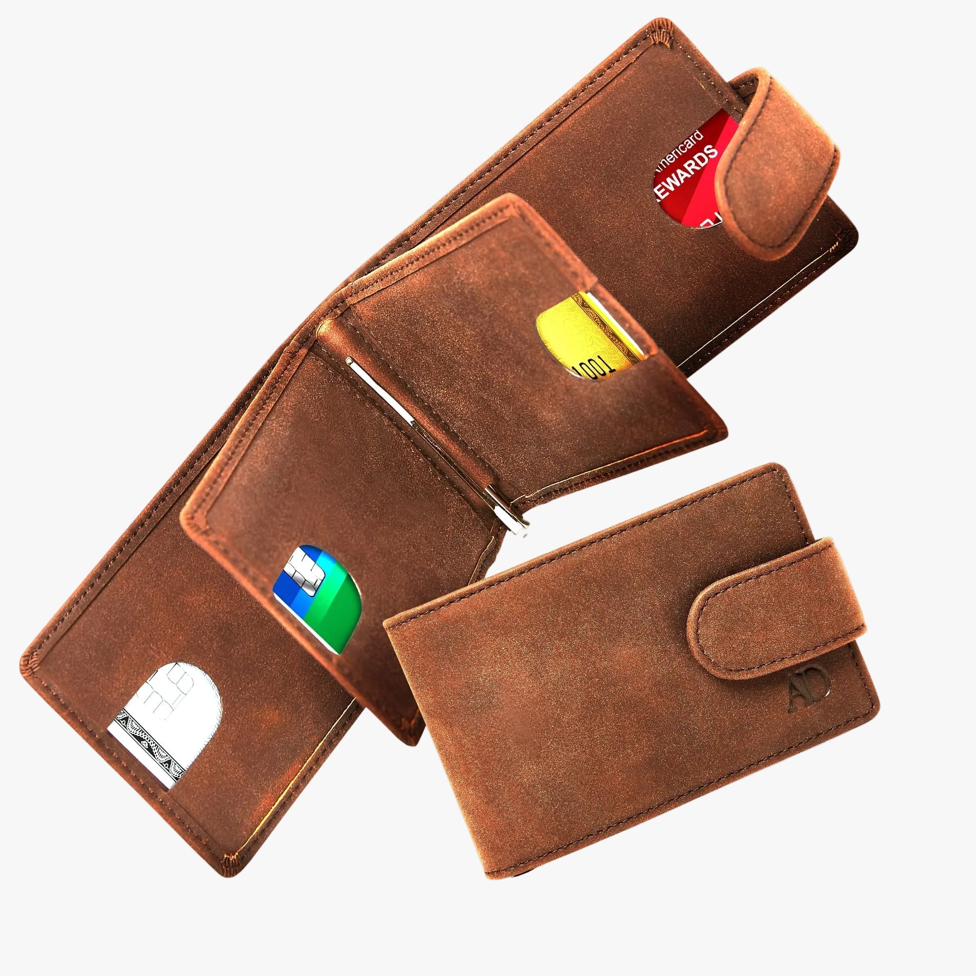 Bifold Wallet with Removable Money Clip Snap Closure