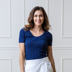 Scoop Neck Sweater Top | Navy