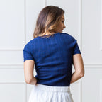 Scoop Neck Sweater Top | Navy