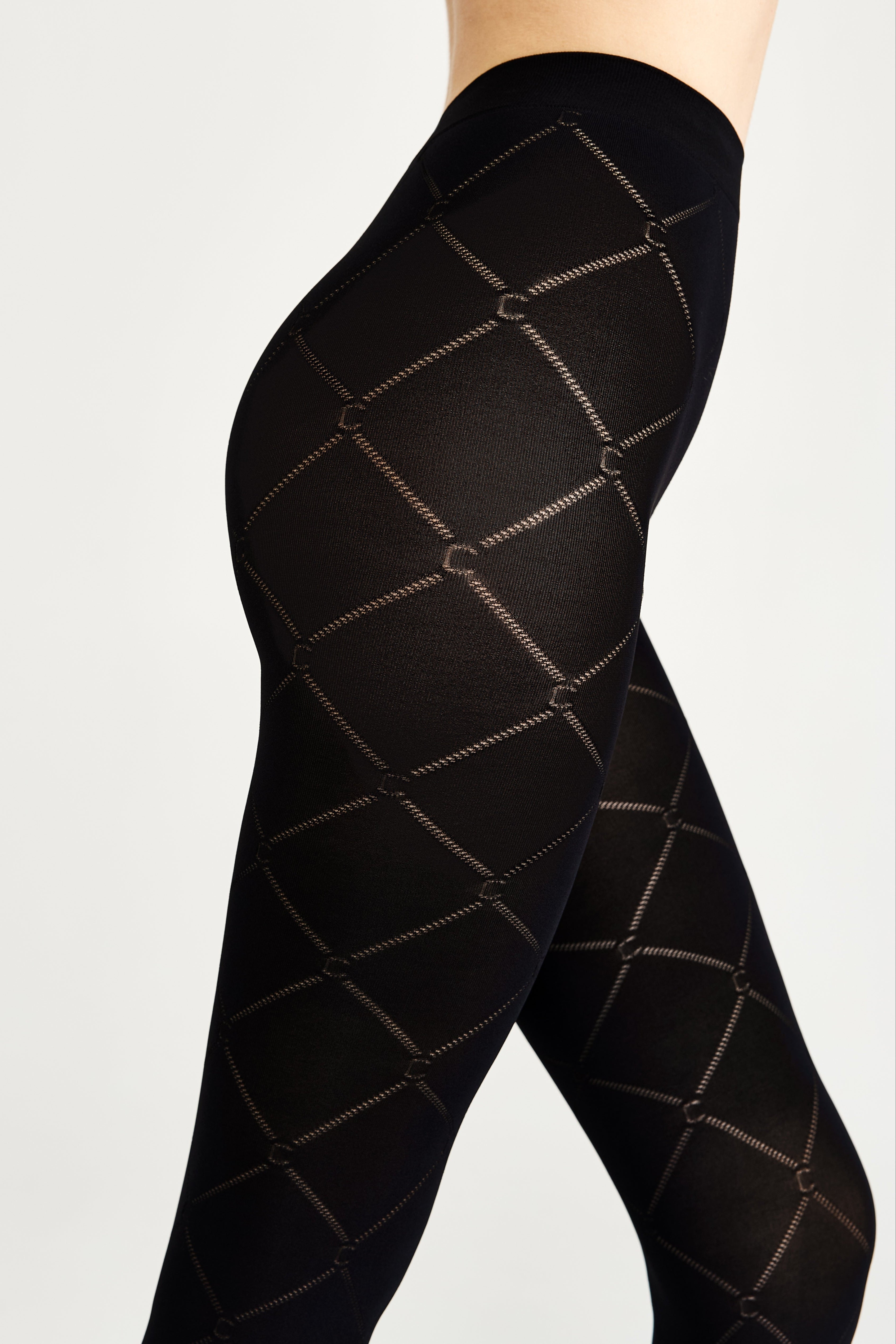 Conte History Fantasy Tights | Diamond Pattern | Nero