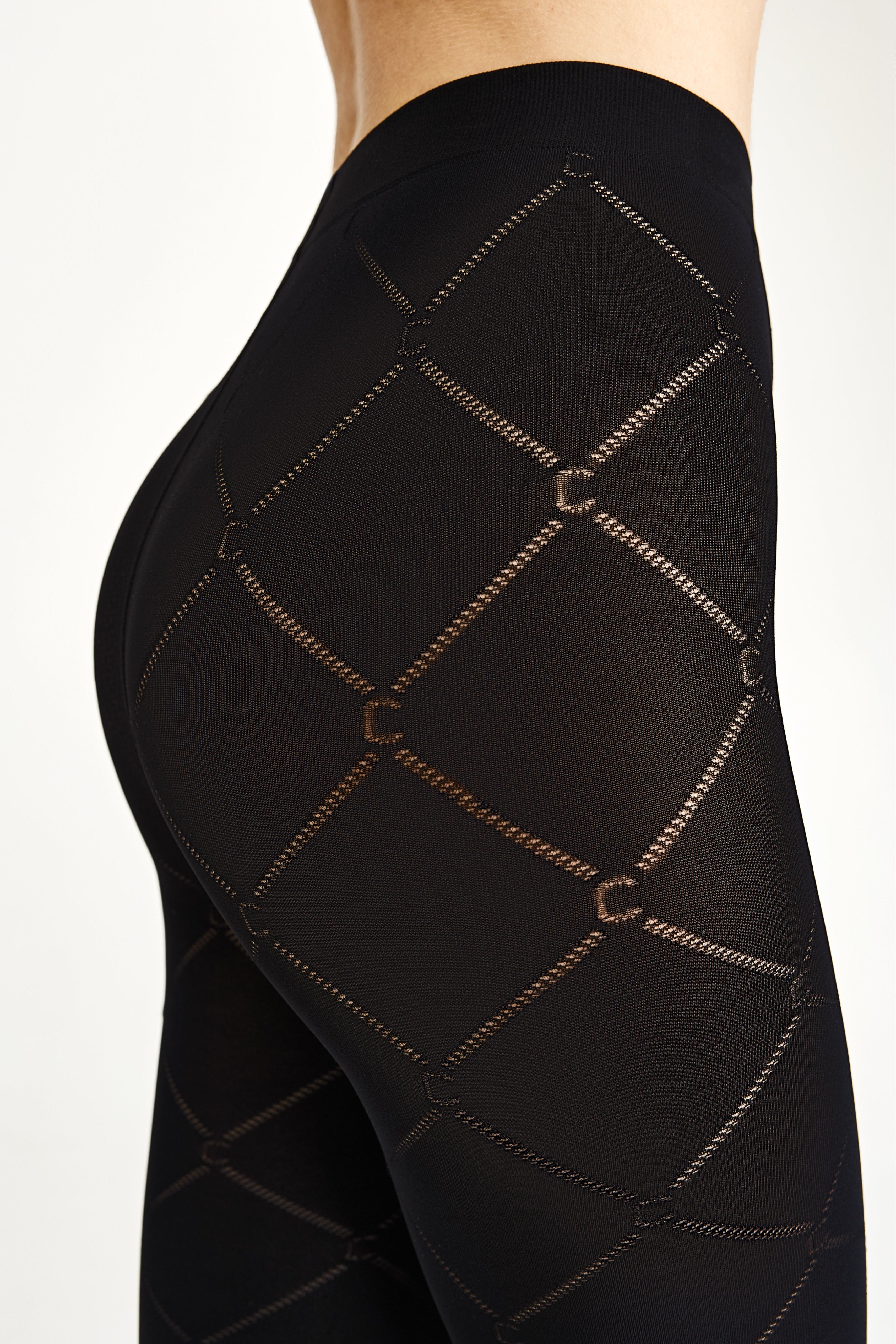 Conte History Fantasy Tights | Diamond Pattern | Nero