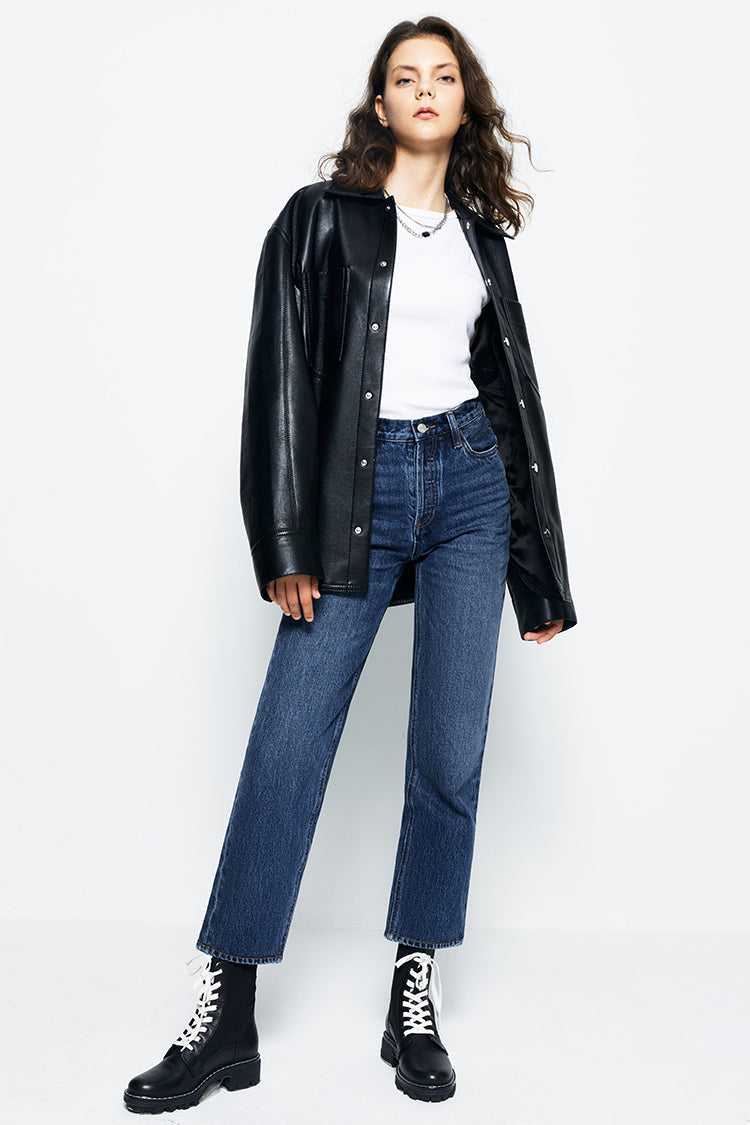 Manhattan High Rise Straight Ankle Jeans | HJ160