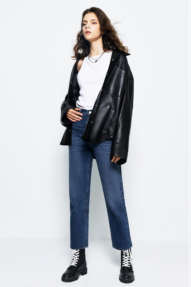 Manhattan High Rise Straight Ankle Jeans | HJ160