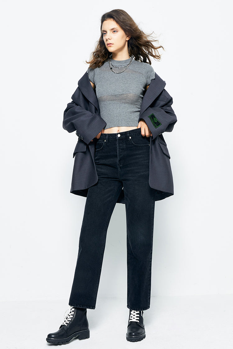 Manhattan High Rise Straight Ankle Jeans | HJ160