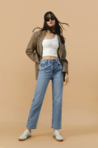 Manhattan High Rise Straight Ankle Jeans | HJ160