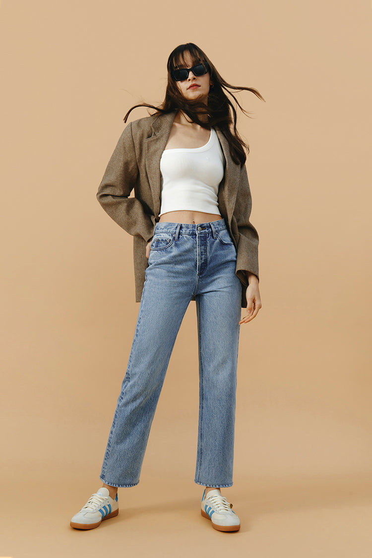 Manhattan High Rise Straight Ankle Jeans | HJ160