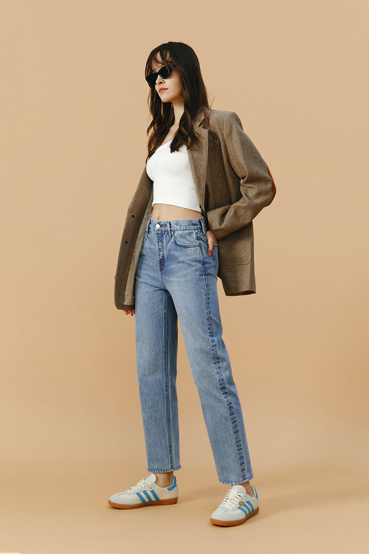 Manhattan High Rise Straight Ankle Jeans | HJ160