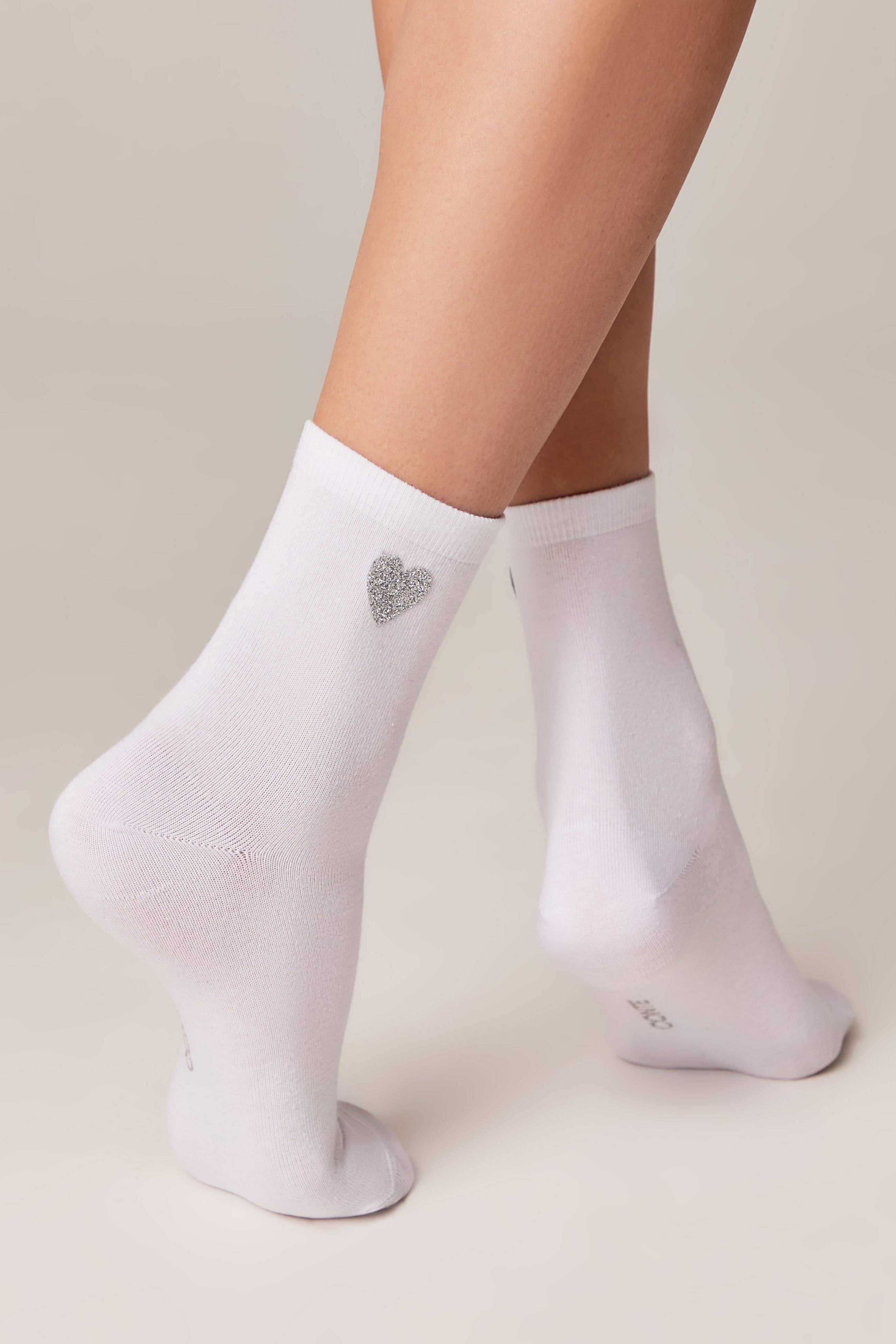 Cotton Socks Conte Classic 427 Shimmering Heart Pattern