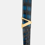 Handcrafted Alligator Leather Belts | Navy/Black DVG177
