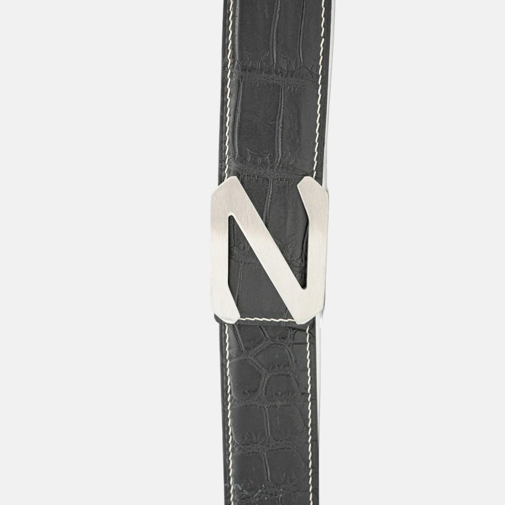 Handcrafted Alligator Leather Belt | Black DVG181