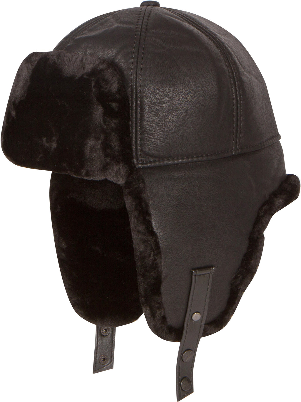 Sakkas Leather Shearling Unisex Faux Mink Fur Aviator Russian Ushanka Trapper Winter Ear Flaps Warm Hat Chin Strap