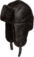 Sakkas Samy Adjustable Leather Shearling Unisex Aviator Russian Ushanka Trapper Winter Hat Faux Fur