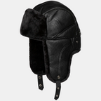 Sakkas Samy Adjustable Leather Shearling Unisex Aviator Russian Ushanka Trapper Winter Hat Faux Fur