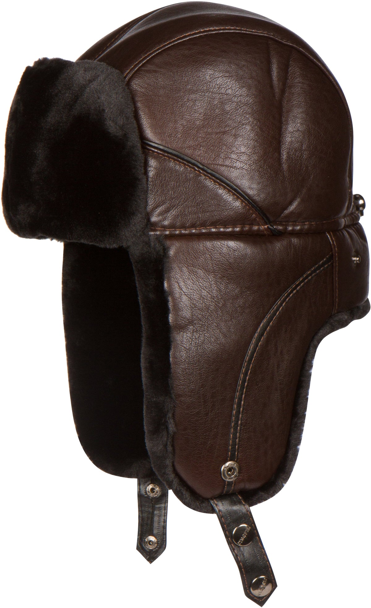 Sakkas Samy Adjustable Leather Shearling Unisex Aviator Russian Ushanka Trapper Winter Hat Faux Fur